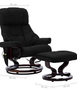 vidaXL Massage Reclining Chair Black Faux Leather and Bentwood