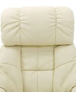 vidaXL Massage Reclining Chair Cream Faux Leather and Bentwood