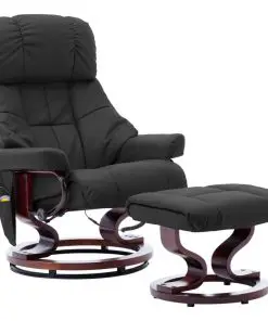 vidaXL Massage Reclining Chair Grey Faux Leather and Bentwood