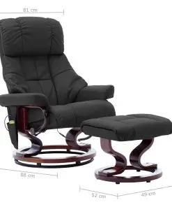 vidaXL Massage Reclining Chair Grey Faux Leather and Bentwood