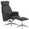 vidaXL Reclining Chair with Footstool Anthracite Faux Leather