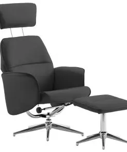 vidaXL Reclining Chair with Footstool Anthracite Faux Leather