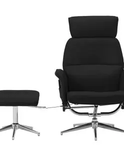 vidaXL Massage Reclining Chair with Footstool Black Faux Leather
