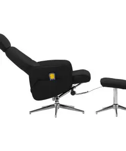 vidaXL Massage Reclining Chair with Footstool Black Faux Leather