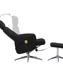vidaXL Massage Reclining Chair with Footstool Black Faux Leather