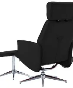 vidaXL Massage Reclining Chair with Footstool Black Faux Leather