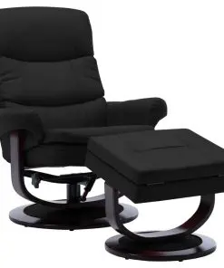vidaXL Reclining Chair Black Faux Leather and Bentwood
