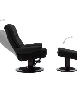 vidaXL Reclining Chair Black Faux Leather and Bentwood