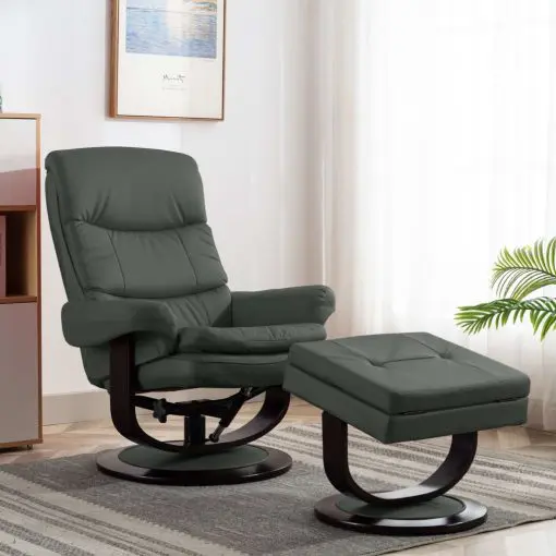 vidaXL Reclining Chair Anthracite Faux Leather and Bentwood