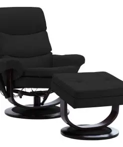 vidaXL Massage Reclining Chair Black Faux Leather and Bentwood