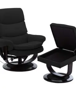 vidaXL Massage Reclining Chair Black Faux Leather and Bentwood