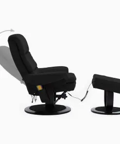 vidaXL Massage Reclining Chair Black Faux Leather and Bentwood