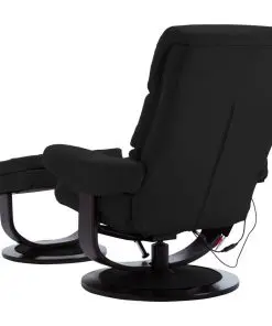 vidaXL Massage Reclining Chair Black Faux Leather and Bentwood