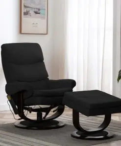 vidaXL Massage Reclining Chair Black Faux Leather and Bentwood