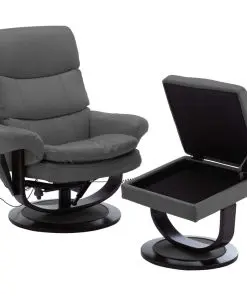 vidaXL Massage Reclining Chair Anthracite Faux Leather and Bentwood