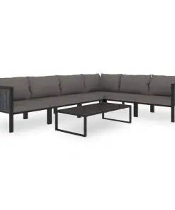 vidaXL Sectional Sofa with Cushion Poly Rattan Anthracite