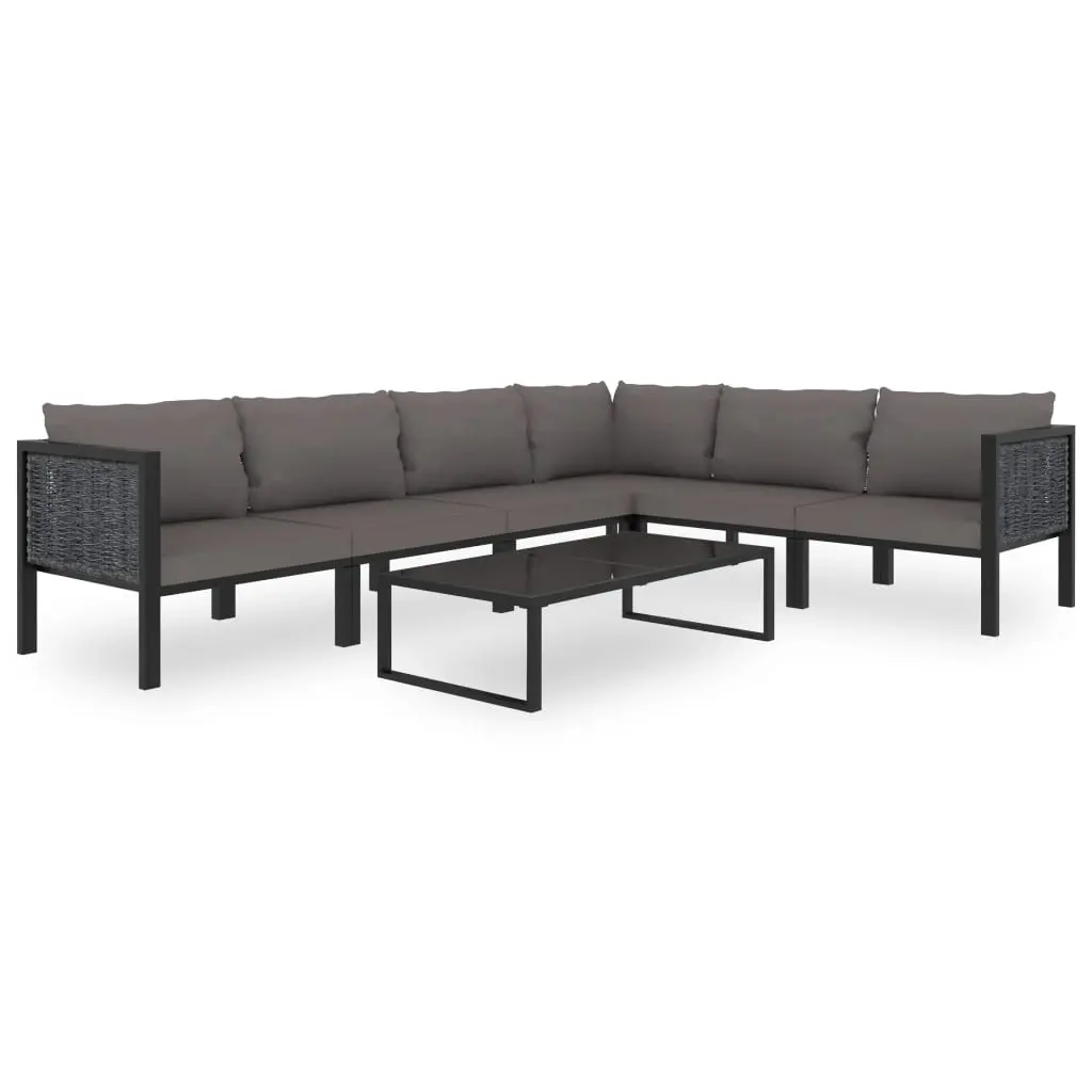 vidaXL Sectional Sofa with Cushion Poly Rattan Anthracite