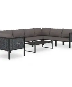 vidaXL Sectional Sofa with Cushion Poly Rattan Anthracite