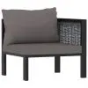 vidaXL Sectional Corner Sofa with Left Armrest Poly Rattan Anthracite