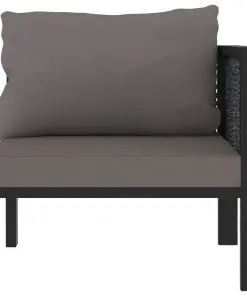 vidaXL Sectional Corner Sofa with Left Armrest Poly Rattan Anthracite