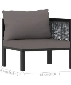 vidaXL Sectional Corner Sofa with Left Armrest Poly Rattan Anthracite