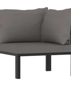 vidaXL Sectional Corner Sofa with Left Armrest Poly Rattan Anthracite