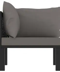 vidaXL Sectional Corner Sofa with Left Armrest Poly Rattan Anthracite