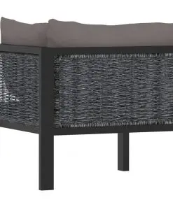 vidaXL Sectional Corner Sofa with Left Armrest Poly Rattan Anthracite