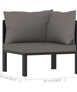 vidaXL Sectional Corner Sofa with Left Armrest Poly Rattan Anthracite