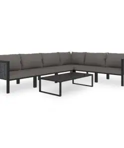 vidaXL Sectional Corner Sofa with Left Armrest Poly Rattan Anthracite