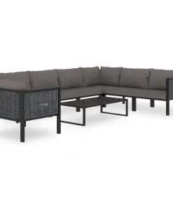 vidaXL Sectional Corner Sofa with Left Armrest Poly Rattan Anthracite