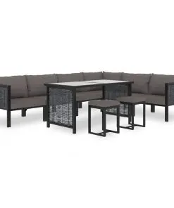 vidaXL Sectional Corner Sofa with Left Armrest Poly Rattan Anthracite