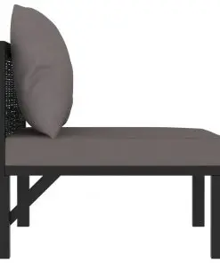 vidaXL Sectional Middle Sofa with Cushion Poly Rattan Anthracite