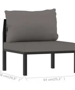 vidaXL Sectional Middle Sofa with Cushion Poly Rattan Anthracite