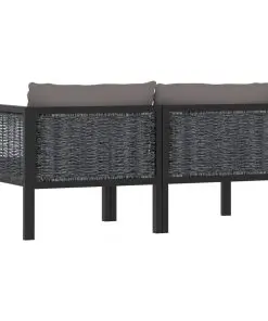 vidaXL 2-Seater Sofa with Cushions Anthracite Poly Rattan