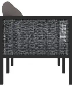 vidaXL 2-Seater Sofa with Cushions Anthracite Poly Rattan