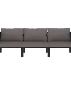 vidaXL 3-Seater Sofa with Cushions Anthracite Poly Rattan