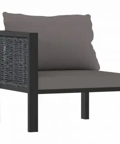 vidaXL 3-Seater Sofa with Cushions Anthracite Poly Rattan
