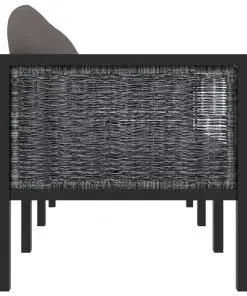 vidaXL 3-Seater Sofa with Cushions Anthracite Poly Rattan