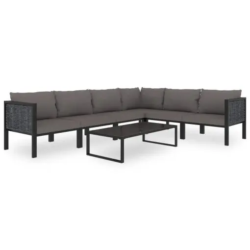 vidaXL 7 Piece Garden Lounge Set with Cushions Poly Rattan Anthracite