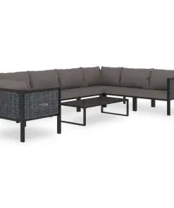 vidaXL 8 Piece Garden Lounge Set with Cushions Poly Rattan Anthracite