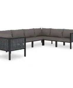 vidaXL 7 Piece Garden Lounge Set with Cushions Poly Rattan Anthracite