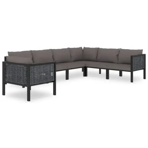 vidaXL 7 Piece Garden Lounge Set with Cushions Poly Rattan Anthracite