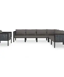 vidaXL 7 Piece Garden Lounge Set with Cushions Poly Rattan Anthracite