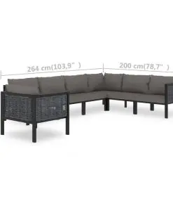 vidaXL 7 Piece Garden Lounge Set with Cushions Poly Rattan Anthracite