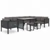 vidaXL 10 Piece Garden Lounge Set with Cushions Poly Rattan Anthracite vidaXL 10 Piece Garden Lounge Set with Cushions Poly Rattan Anthracite