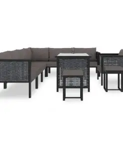 vidaXL 10 Piece Garden Lounge Set with Cushions Poly Rattan Anthracite