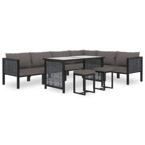 vidaXL 9 Piece Garden Lounge Set with Cushions Poly Rattan Anthracite