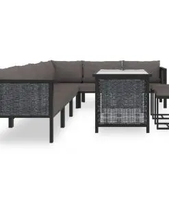 vidaXL 9 Piece Garden Lounge Set with Cushions Poly Rattan Anthracite