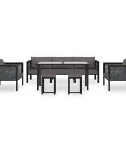 vidaXL 8 Piece Garden Lounge Set with Cushions Poly Rattan Anthracite